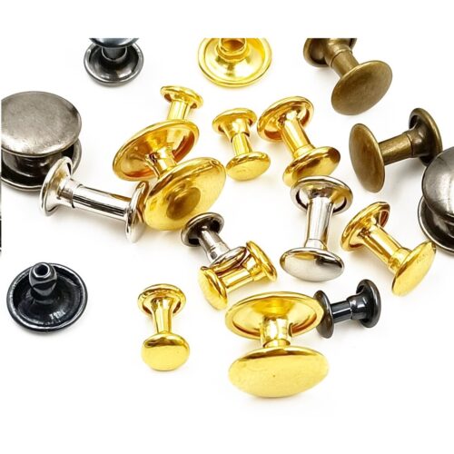 Nút đinh tán 2 mặt (rivet) Size 6mm, 9mm Bằng Thau không gỉ Màu vàng,bạc,đồng, khói Trang trí quần áo, làm thủ công