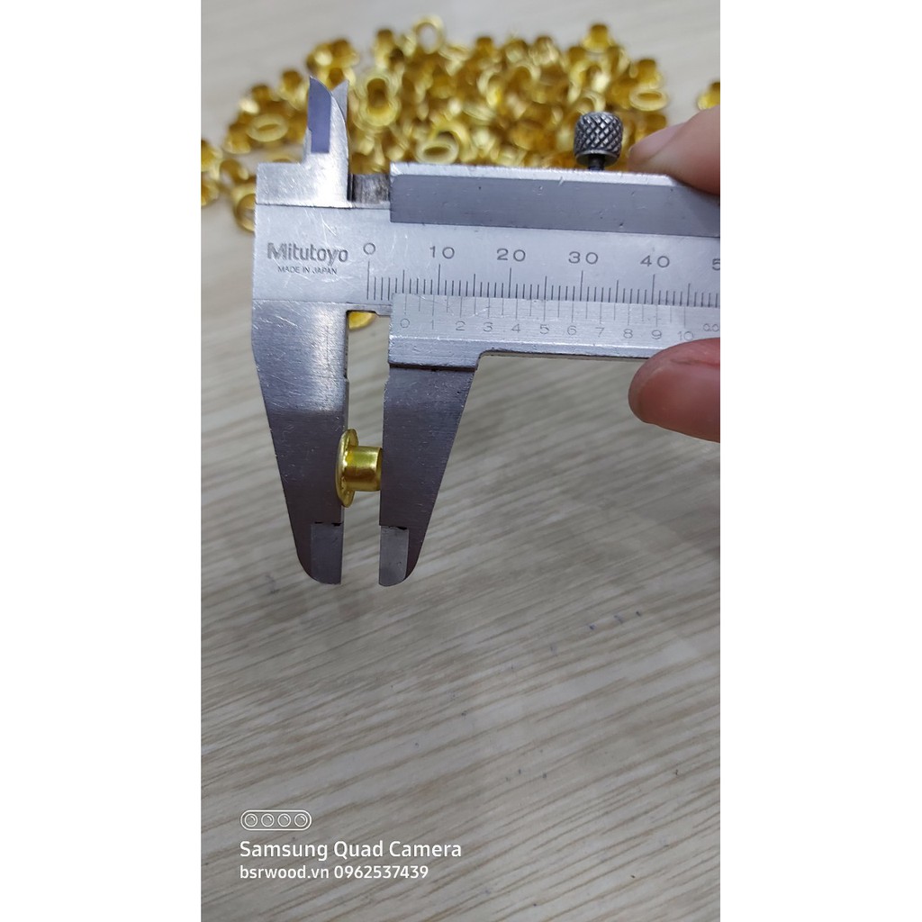 Khoen ore 6mm Khoen mắt cáo 6 ly Thau không gỉ MÀU VÀNG Khuy mắt cáo bấm vải Túi 100 cái (có long đền) Phụ liệu may mặc - Ảnh 3