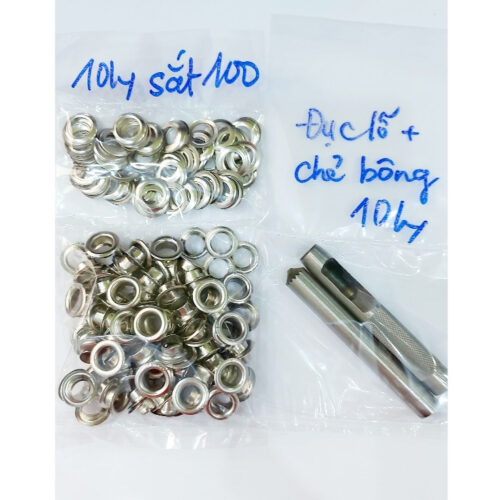 Alternative view of Bộ đục bông (TÁN CHẺ) đóng khoen ore (mắt cáo) +100 khoen (bằng sắt,màu ngẫu nhiên,có long đền) Đóng bạt, túi giấy