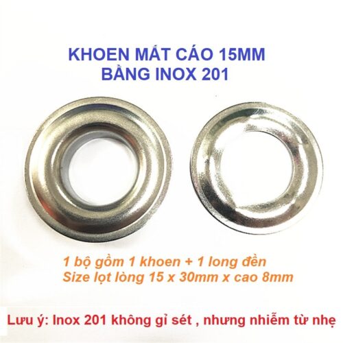 Alternative view of Khoen ore 15mm Chân cao 8mm Khuy mắt cáo Chuyên đóng bạt Loại Xịn Chống gỉ sét môi trường mặn Bằng Inox 201 Chưa xi