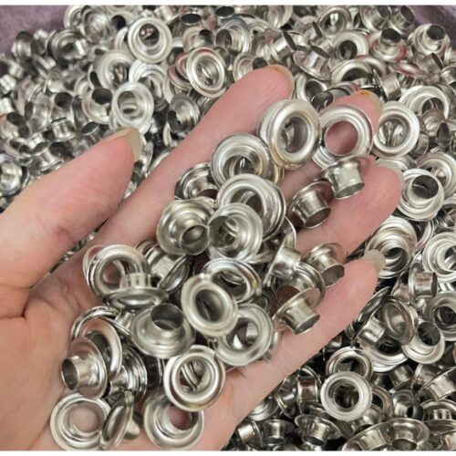Khoen ore mắt cáo Khuy luồn oze Khuy đột bạt,khoen bạt Size 8mm, 10mm,12mm,14mm Bằng sắt xi Bịch 1kg Có long đền