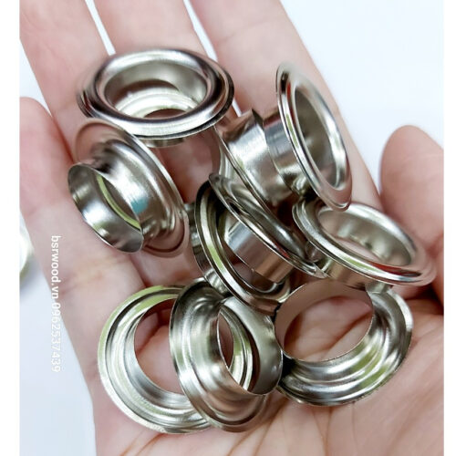 Khoen ore mắt cáo 17mm Chân cao 7mm Khuy luồn oze Khuy đột bạt,khoen bạt Bằng sắt xi Màu bạc Có long đền