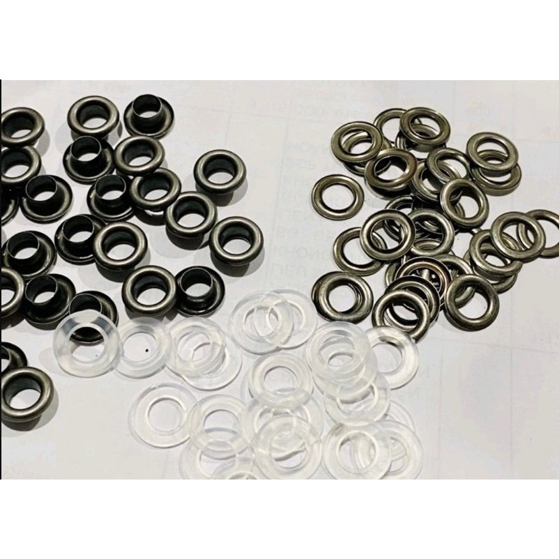 Khoen mắt cáo ore 6mm (khoen 6 ly màu khói) + long đền nhựa Khoen chuyên dùng cho quần áo xuất khẩu - Ảnh 2