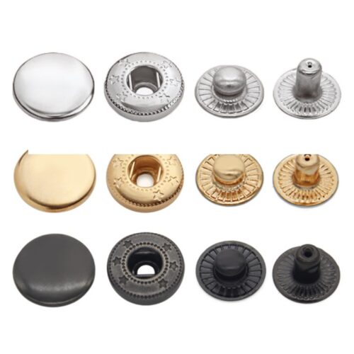 Nút bấm 4 thành phần (nút bóp) Cúc bấm áo khoác Loại 17mm Bằng thau không gỉ Màu bạc, vàng, đồng, đen Phụ liệu may mặc