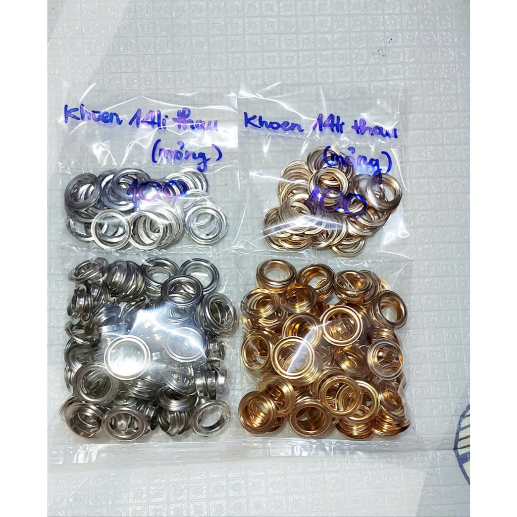 Khoen ore 14mm Khoen mắt cáo 14ly Thau không gỉ (mỏng) Màu bạc, vàng, đồng Khuy mắt cáo Chuyên bấm vải Phụ liệu may mặc - Ảnh 2