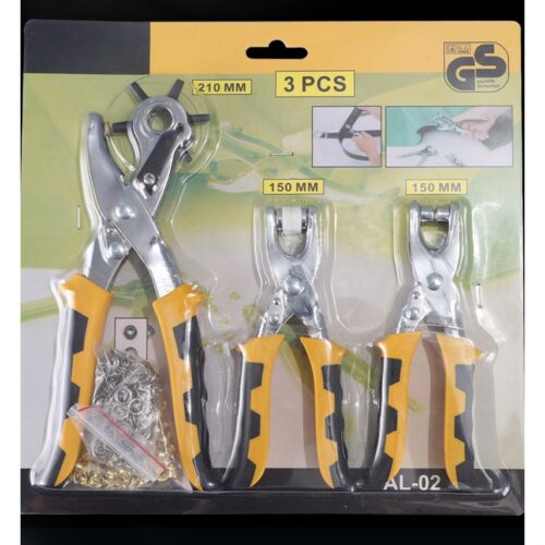 Alternative view of Kềm / Bộ 3 Kìm đa chức năng gồm 1 kìm bấm lỗ, 1 kìm bấm khoen 4.5mm , bấm nút 5 chấu (nút sắt vành 9mm) MÃ AL-02