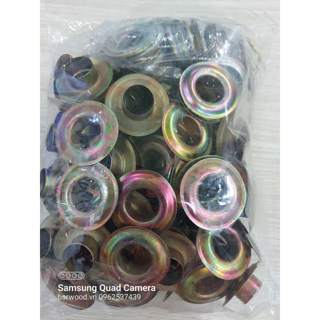 Khoen ore 16mm (16ly) Chân cao 10mm Khuy mắt cáo Chuyên dùng đóng bạt xe tải Bằng sắt xi màu Túi 100 cái + 100 long đền - Ảnh 4