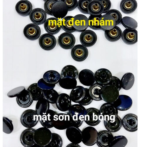 Nút bấm 4 thành phần (nút bóp, nút lò xo) Sơn đen bóng đen nhám Bằng Thau không gỉ Size 12mm,15mm