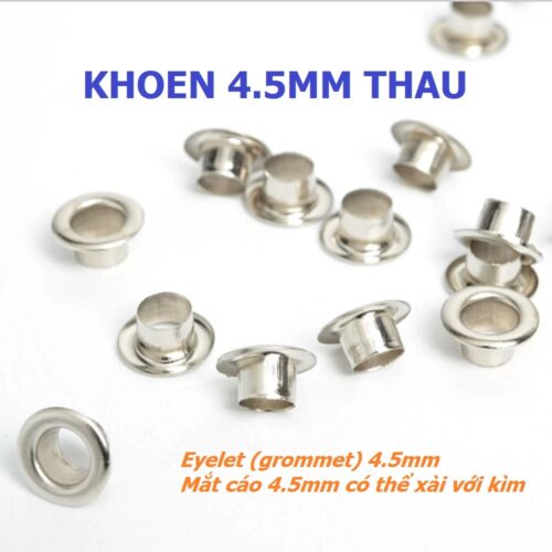 Khoen ore mắt cáo 4.5mm (4 ly 5) hau không gỉ Màu bạc, vàng, đen, đồng Khuy mắt cáo bấm vải, quần áo, túi xách, đồ da