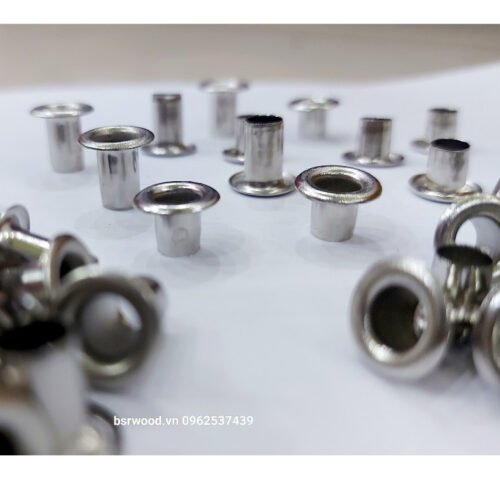 Khoen ore mắt cáo 5mm Chân cao 10mm Khuy luồn oze Khuy đột bạt,khoen bạt  Bằng sắt xi Màu bạc Có long đền