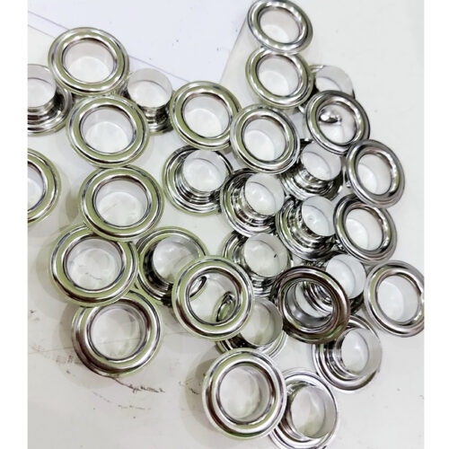 Alternative view of Khoen ore mắt cáo 14mm Chân cao 9ly Bằng thau không gỉ Màu bạc Khuy mắt cáo bấm vải, bấm bạt Bịch 50 cái 100 cái