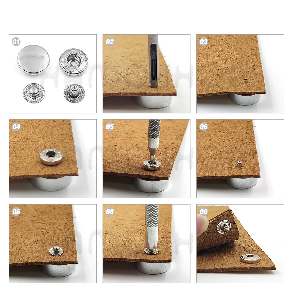 Nút bấm 4 thành phần (nút bóp) Nút quần jean 4 thành phần Loại 12mm Bằng thau Màu bạc, vàng, đồng, đen Phụ liệu may mặc - Ảnh 6