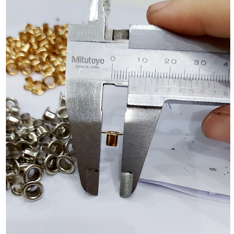 Khoen ore mắt cáo 4mm Chân cao 5ly Bằng Thau không gỉ Màu bạc màu vàng Khuy mắt cáo bấm vải, quần áo, túi xách, đồ da - Ảnh 4