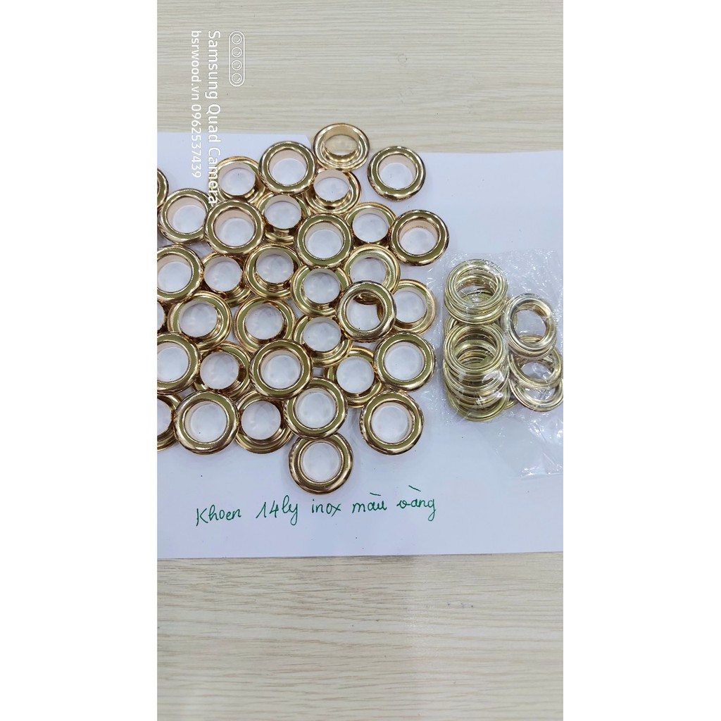 Khoen ore 14mm Khoen mắt cáo 14 ly Bằng INOX không gỉ MÀU VÀNG Khuy mắt cáo bấm vải Phụ liệu may mặc cao cấp - Ảnh 3