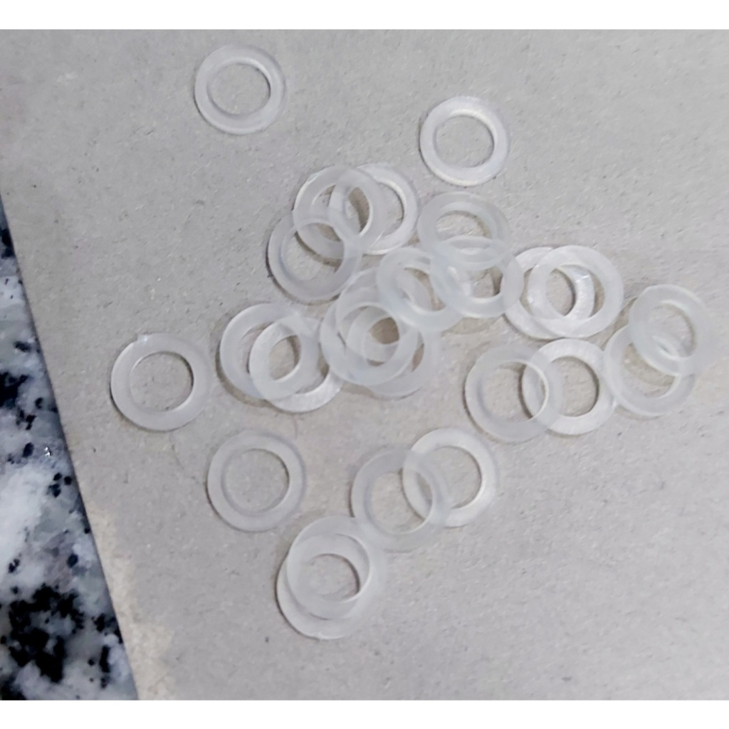 Long đền nhựa lót mặt sau khoen ore mắt cáo Size 4mm,5mm,6mm,8mm,10mm Túi 100 cái Màu trắng trong suốt Phụ liệu may mặc - Ảnh 5