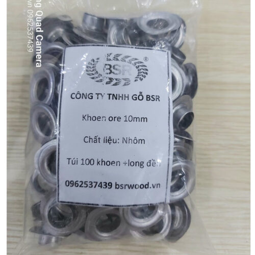 Khoen mắt cáo ore 10mm Khoen bạt 10ly nhôm Khuy mắt cáo đóng bạt, bấm bạt Bằng NHÔM Túi 100 cái + 100 long đền