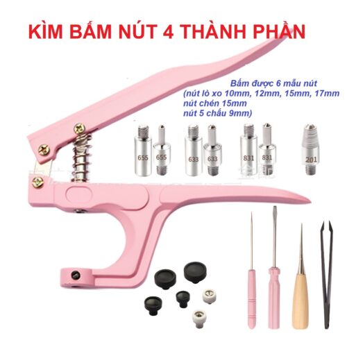 Alternative view of Kìm bấm nút quần áo (nút bấm 4 thành phần: nút lò xo, nút chén, nút 5 chấu) Bấm lên bạt, da, giấy, vải được