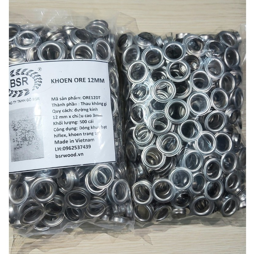 Khoen ore 12mm Khoen mắt cáo 12ly Thau không gỉ (mỏng) Màu bạc, vàng, đồng Khuy mắt cáo Chuyên bấm vải Phụ liệu may mặc - Ảnh 7