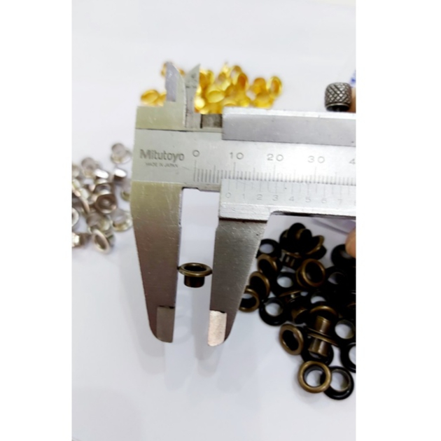 Khoen ore mắt cáo 5mm Bằng Thau không gỉ Màu bạc, vàng, đen, đồng Khuy mắt cáo bấm vải, quần áo, túi xách, đồ da - Ảnh 3