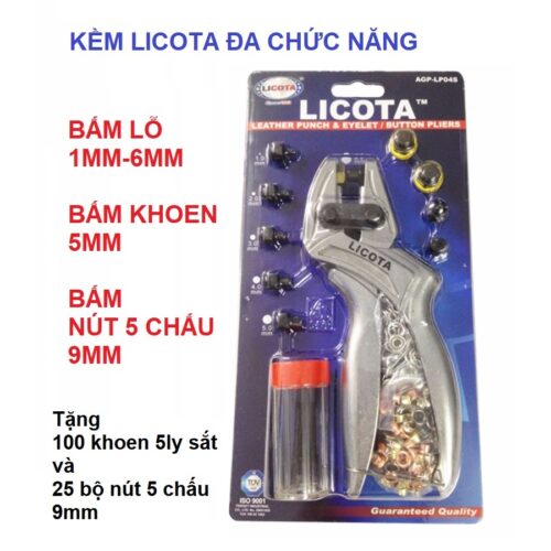 Alternative view of Kềm bấm LICOTA AGP-LP04S Kìm đa chức năng bấm lỗ, bấm khoen, bấm nút 5 chấu (nút sắt vành)