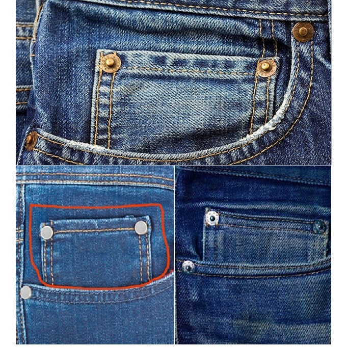 Nút đinh tán cố định túi quần jean (rivets for jeans pocket) Bằng thau không gỉ Màu đồng Màu khói Bịch 100 cái - Ảnh 2