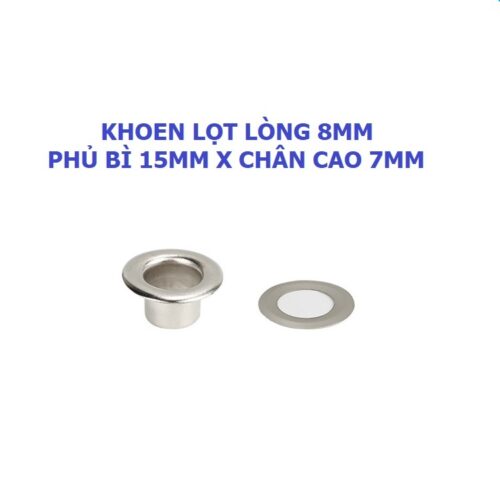 Alternative view of Khoen ore mắt cáo 8mm Chân cao 7mm Khoen bạt Bằng SẮT Màu bạc / Màu vàng Bịch 100 cái Có long đền