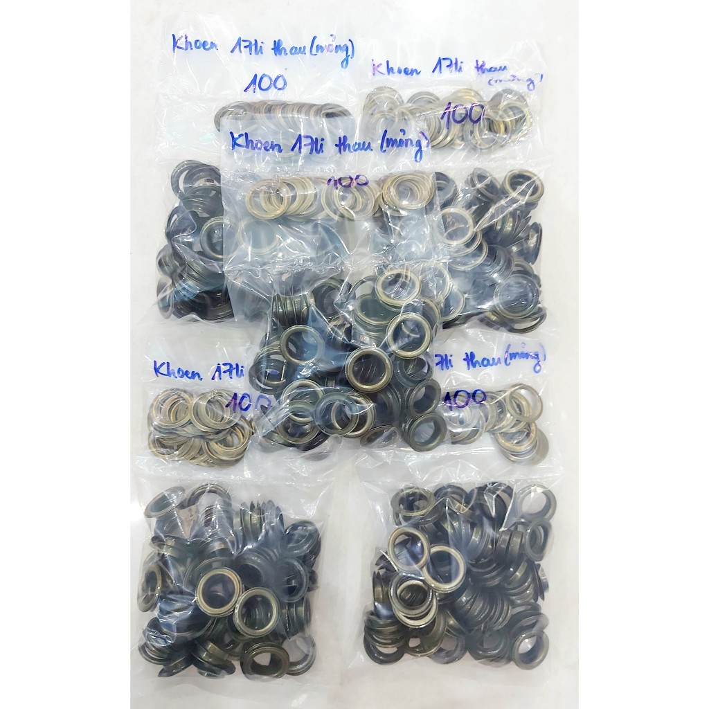 Khoen ore 16mm Khoen mắt cáo 16ly Thau không gỉ (mỏng) Màu bạc, vàng, đồng Khuy mắt cáo Chuyên bấm vải Phụ liệu may mặc - Ảnh 8
