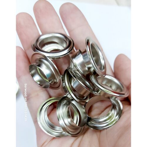 Khoen ore mắt cáo 17mm Chân cao 7mm Khuy luồn oze Khuy đột bạt,khoen bạt Bằng sắt xi Màu bạc Có long đền