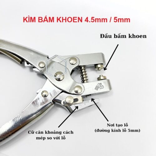 Alternative view of Kìm bấm khoen 4.5mm + bấm lỗ 5mm Dùng cho giấy,da,bạt (không bấm lỗ lên vải) KHÔNG XÀI LONG ĐỀN