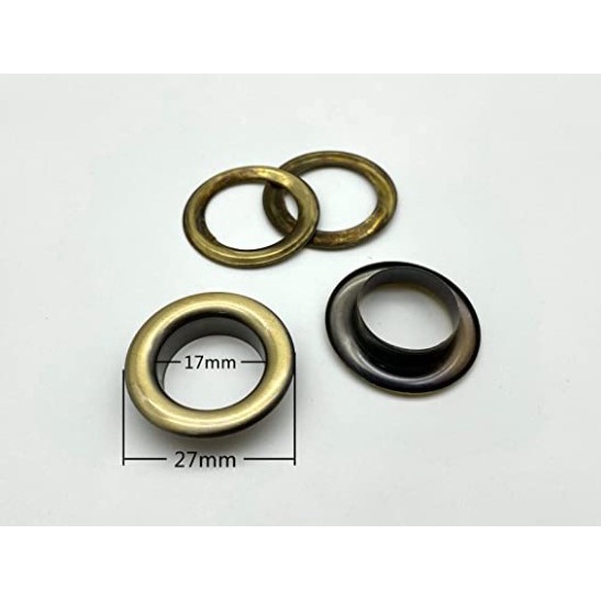 Khoen ore mắt cáo 17mm Bằng thau không gỉ Màu bạc,vàng,đồng Chân cao 7ly Khuy mắt cáo bấm vải Phụ liệu may mặc túi xách - Ảnh 2