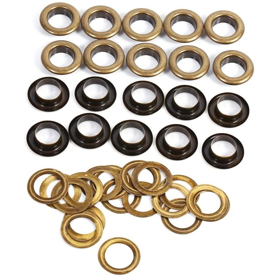 Khoen ore 12mm Khoen mắt cáo 12ly Thau không gỉ Khuy mắt cáo bấm vải Túi 100 cái (có long đền) Màu đồng / Màu đen - Ảnh 2